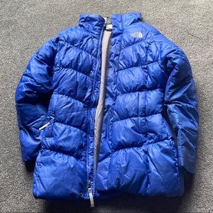 Blue kids north face puffer coat. Size 10/12